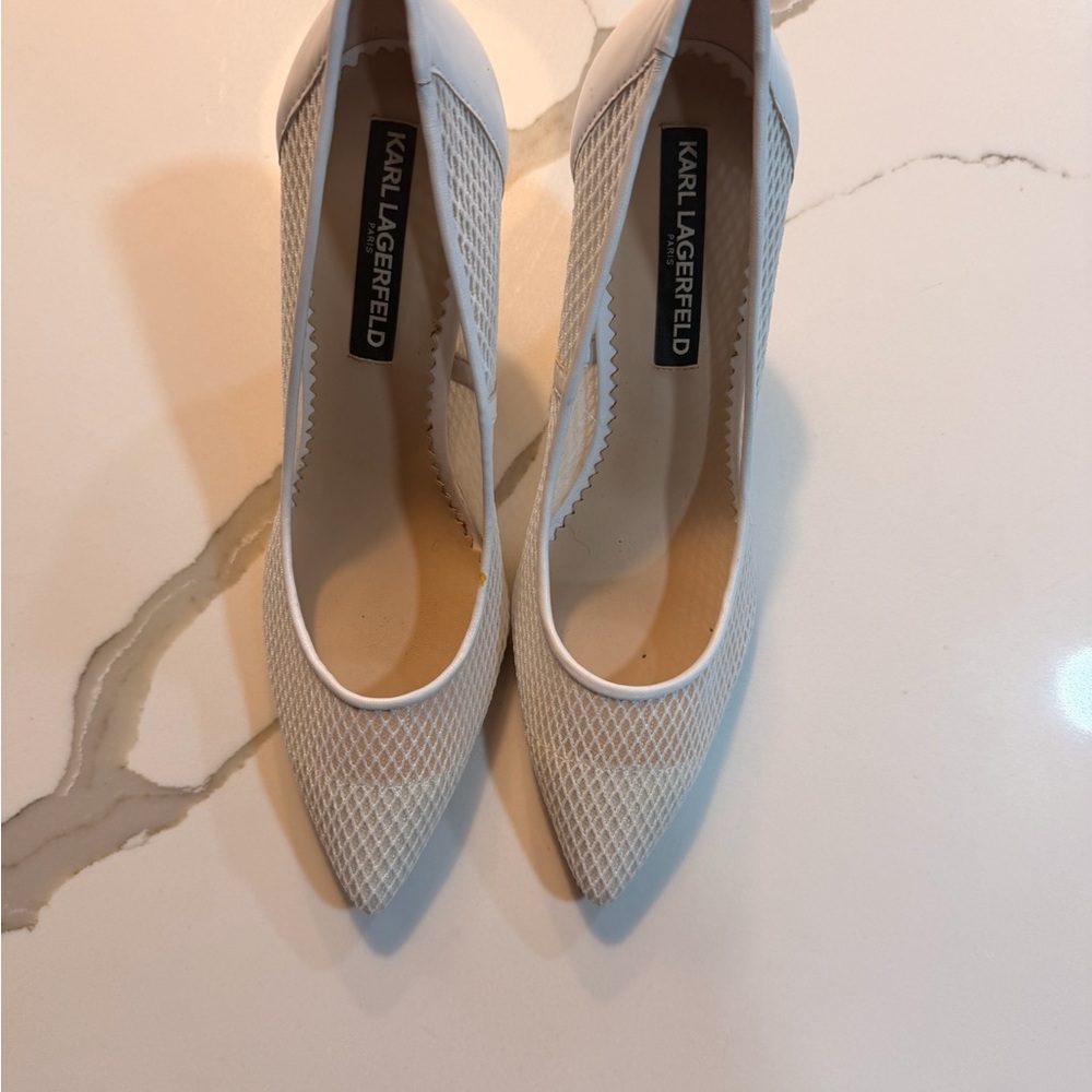 Karl Lagerfeld Cream Mesh Heels